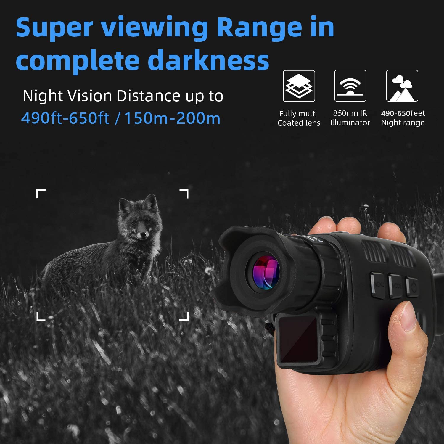 Digital Night Vision Monocular Goggles for Night Observation, Surveillance and Spotting Take Photo & 1080P Video from 200m in Darkness